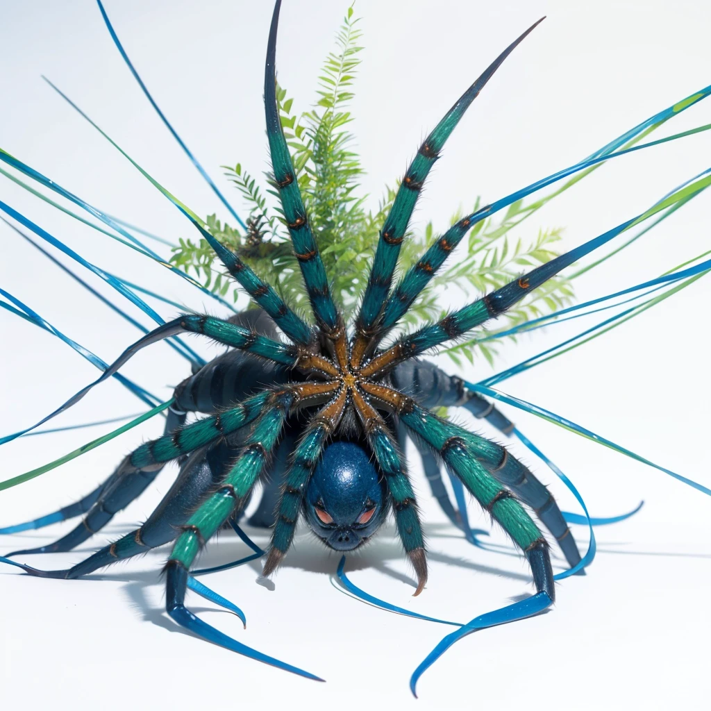 Big Animaly, has blue stripes on his skin, blue eyes, starfish mixed with spider, Grassroots, no background