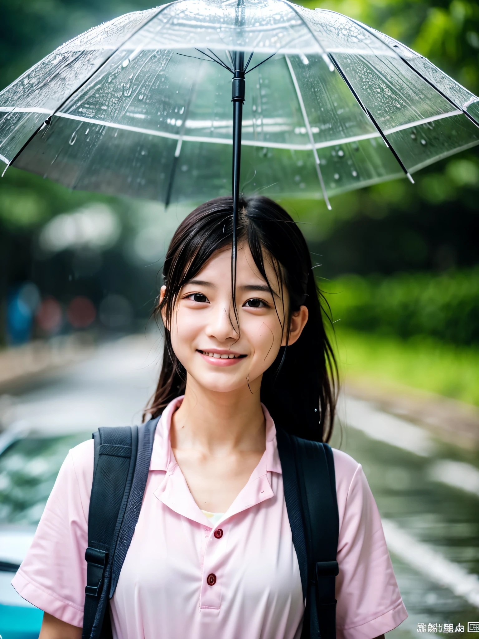 songkran,Wet roads , soaked through,drenched, Dripping, Wet Face,Wet clothes, Wet Skin, Wet Hair,A young woman with a cute face like an idol,chest,chest元が見えるデザインのメイド服,cling,RAW Photos,Genuine,Genuine,High resolution,RAW Photos,masterpiece, Genuineistic, beautiful