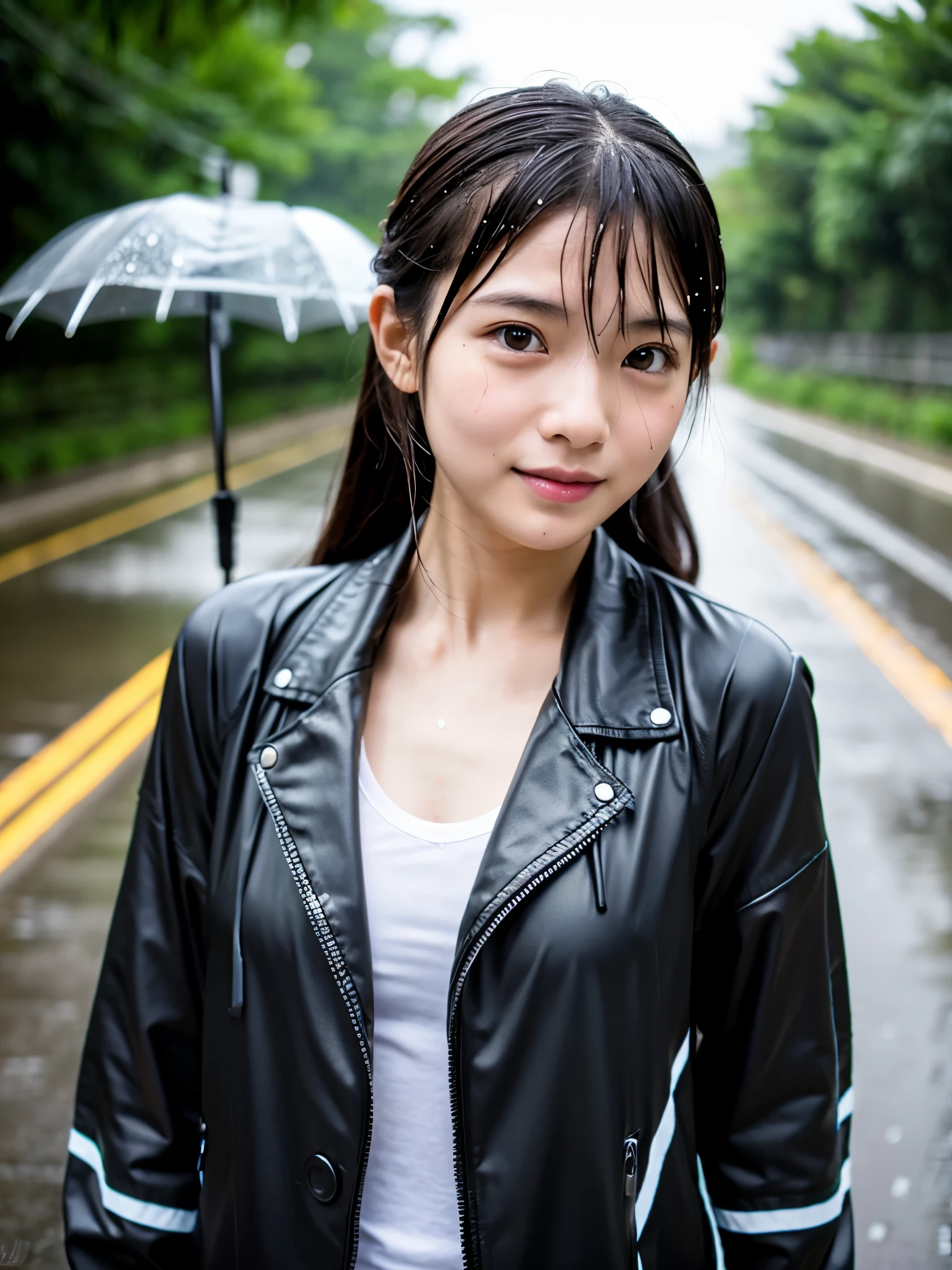 songkran,Wet roads , soaked through,drenched, Dripping, Wet Face,Wet clothes, Wet Skin, Wet Hair,A young woman with a cute face like an idol,chest,chest元が見えるデザインのメイド服,cling,RAW Photos,Genuine,Genuine,High resolution,RAW Photos,masterpiece, Genuineistic, beautiful