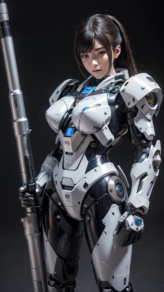 Textured skin, Super Detail, high details, High quality, Best Quality, hight resolution, 1080p, hard disk, Beautiful,(Humanoid Weapons),Oppai Missile,beautiful cyborg woman,Mecha Cyborg Girl,Battle Mode,Girl with a Mecha Body,She wears a battle cyborg mech with a weapon,Fulll body Shot