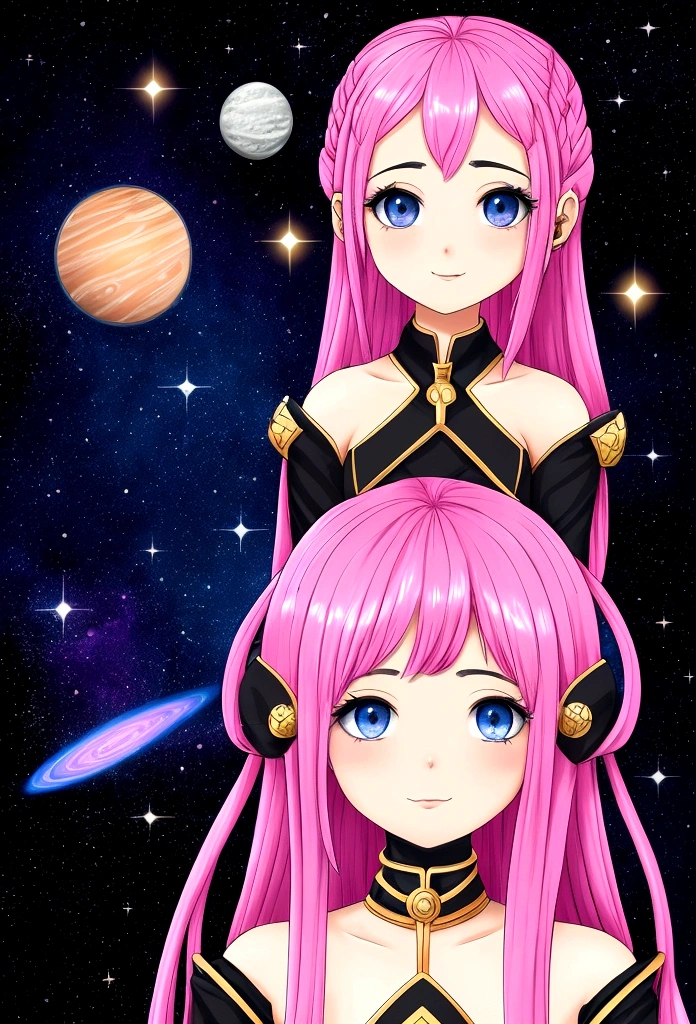 1 girl, Star priest, pink hair maria chiquina, Space comets,