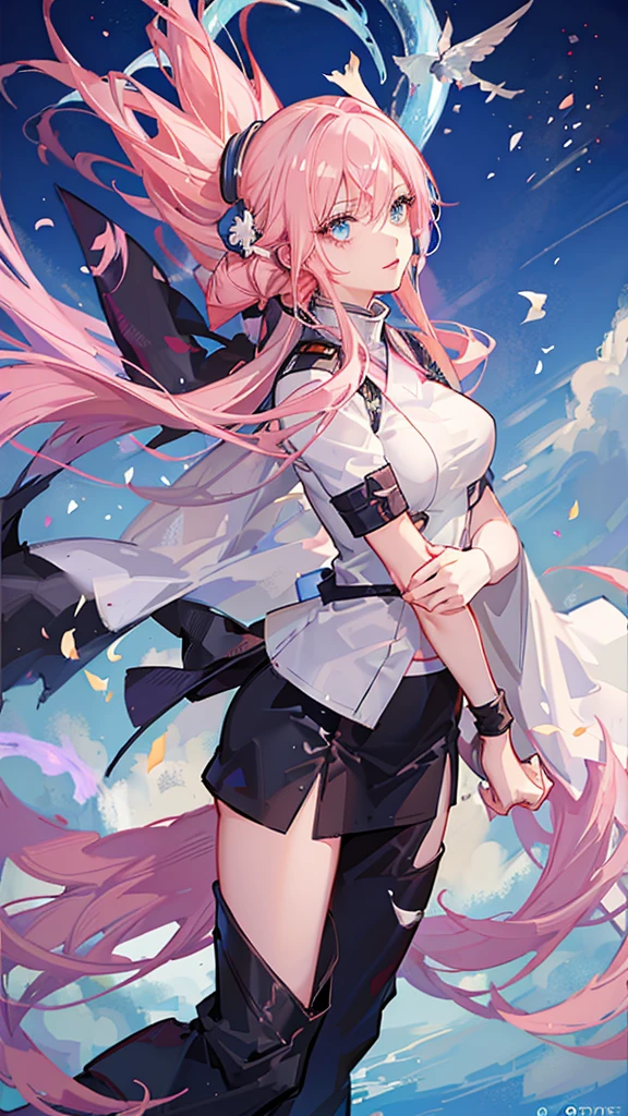 Jujutsu kaisen Manga Panel: girl with long light pink hair and light blue eyes wearing light pink lipstick wearing jujutsu kaisen uniform with white cape