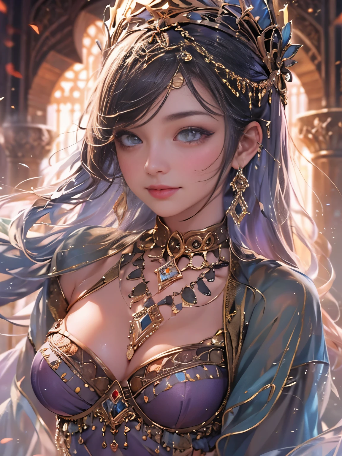 Zerg Queen beautiful girl: Ranlinger, 18-year-old、Slim figure, (Belly Dancer:1.6), Messy Hair, beautiful Perfect Face, Soft Skin, Perfect Face, Yasutomo Oka's painting style, big firm bouncing bust, Hard nipples, wearing Belly Dancer's (See-through:1.6) Red dress, Exposing breasts, Cleavage exposed, jewelry, tiara, Add light purple and purple, Add Light Red, Intricate details, Splash screen, 8K resolution, masterpiece, sexy, Sharp eyes, break, White Silver, dynamic sexy poses, Sweat, (Dancing passionately:1.4), (16th century Arabian castle, Alhambra, Geometric mural:1.3), Sharp eyes, break, White Blonde, Strong winds, Small faint lights and flying fireflies, night, lantans, Intricate details, Splash screen,  A kind smile, Mysterious Background, aura, A gentle gaze, break, 