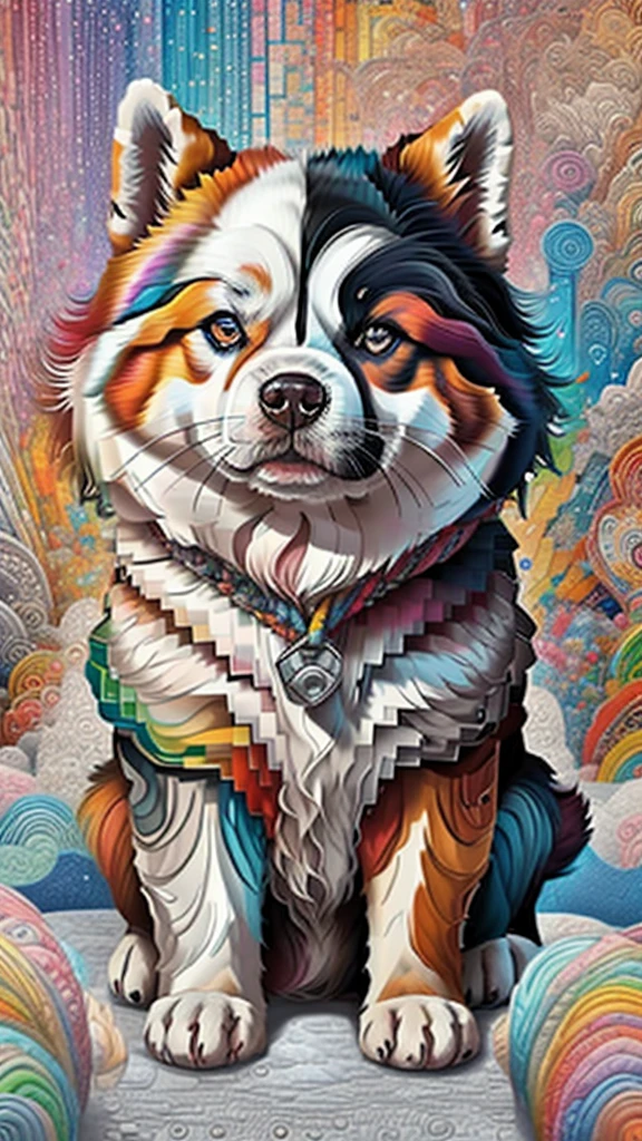 (Akita dog , perfil ),(best pose),(best angle), (better expression), Eduardo Kobra quilting ,multidimensional geometric wall PORTRAIT, artistry, chibi,
yang08k, comely, Colouring,
Primary works, top-quality, best qualityer, offcial art, Beautiful and Aesthetic, colorful hair,