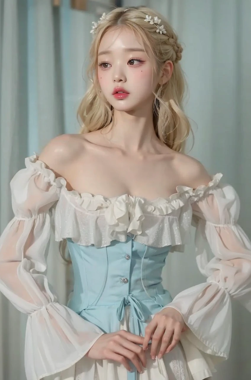 Wonyoung from IVE face, foto realista, ultra HD, 8k, big juicy lips