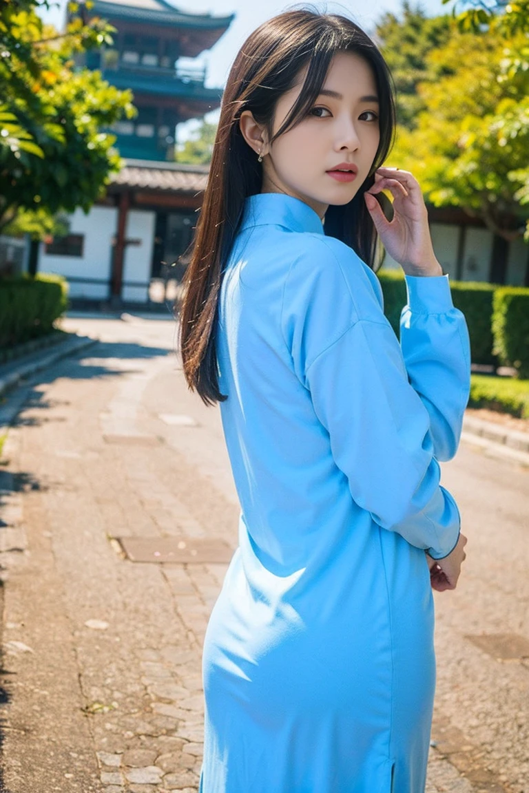 masterpiece, best quality, 4K, woman, looking back,Ao Dai、Japanese