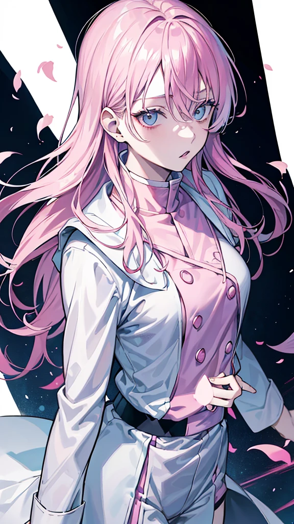 Jujutsu kaisen Manga Panel: girl with long light pink hair and light blue eyes wearing light pink lipstick wearing jujutsu kaisen uniform with white cape 