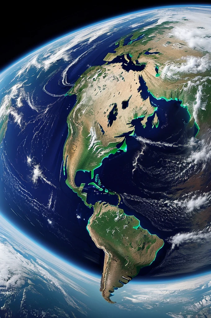 The earth seen from space with the cubism technique