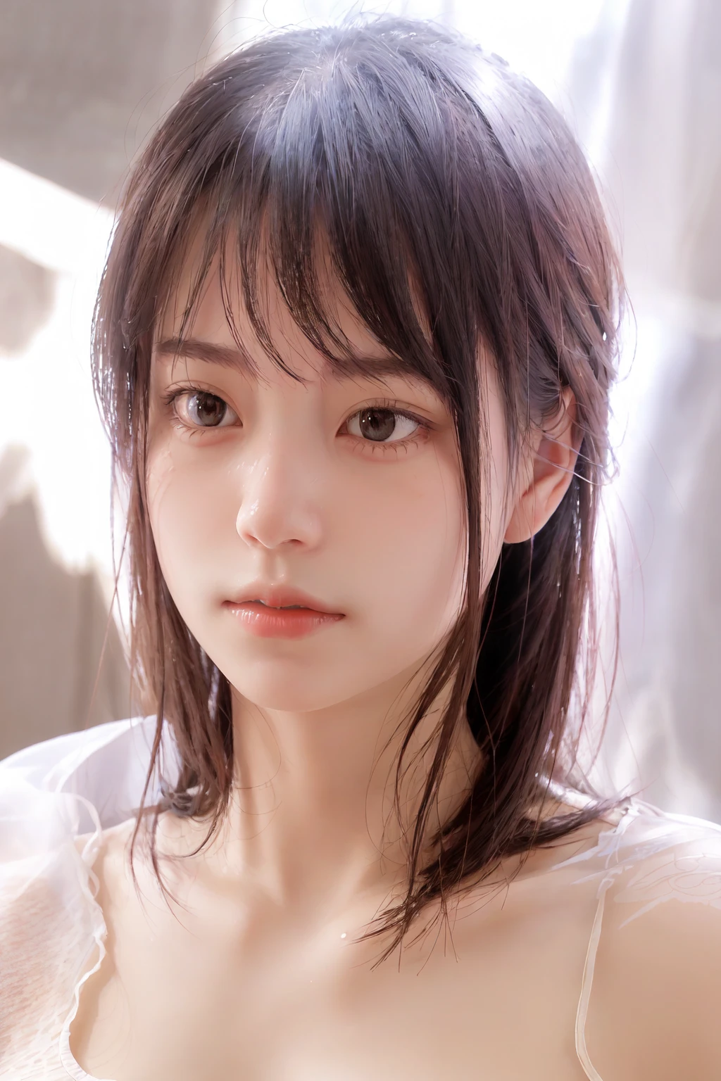 dressed, (photo realistic:1.4), (hyper realistic:1.4), (realistic:1.3),
(smoother lighting:1.05), (increase cinematic lighting quality:0.9), 32K,
1girl,20yo girl, realistic lighting, backlighting, light on face, ray trace, (brightening light:1.2), (Increase quality:1.4),
(best quality real texture skin:1.4), finely detailed eyes, finely detailed face, finely quality eyes,
(tired and sleepy and satisfied:0.0), face closeup, t-shirts,
(Increase body line mood:1.1), (Increase skin texture beauty:1.1)