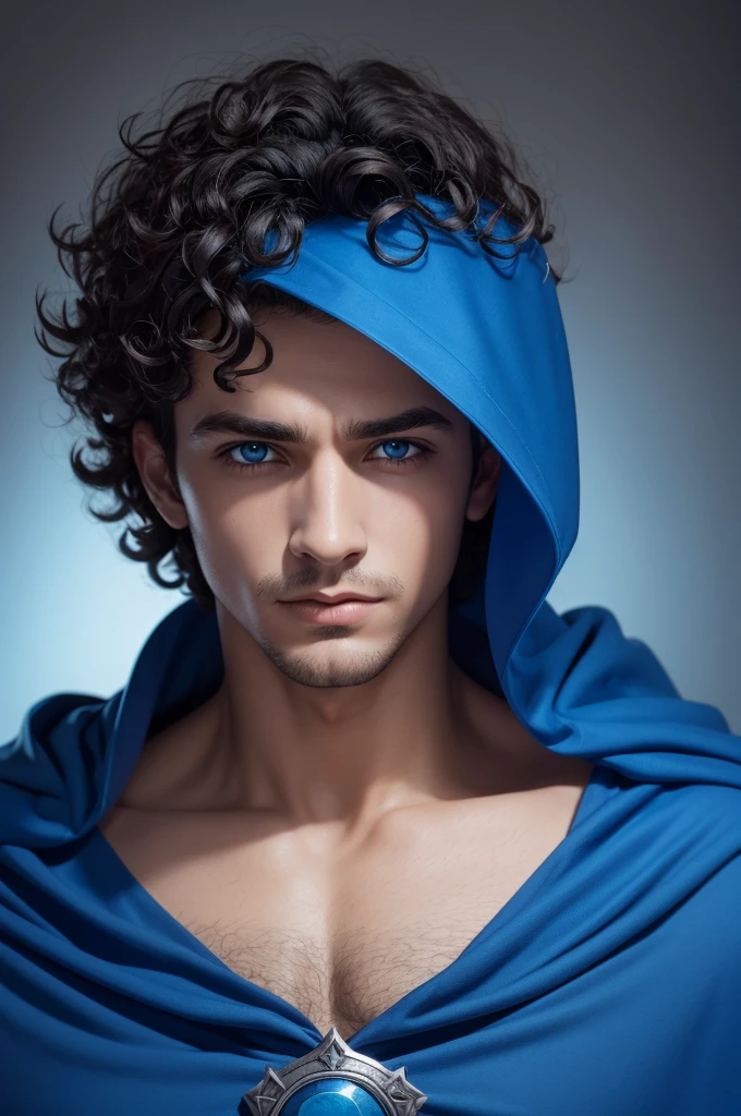 A surprise hero with a blue cape and a blue stud in his eyes, he is strong and has curly hair