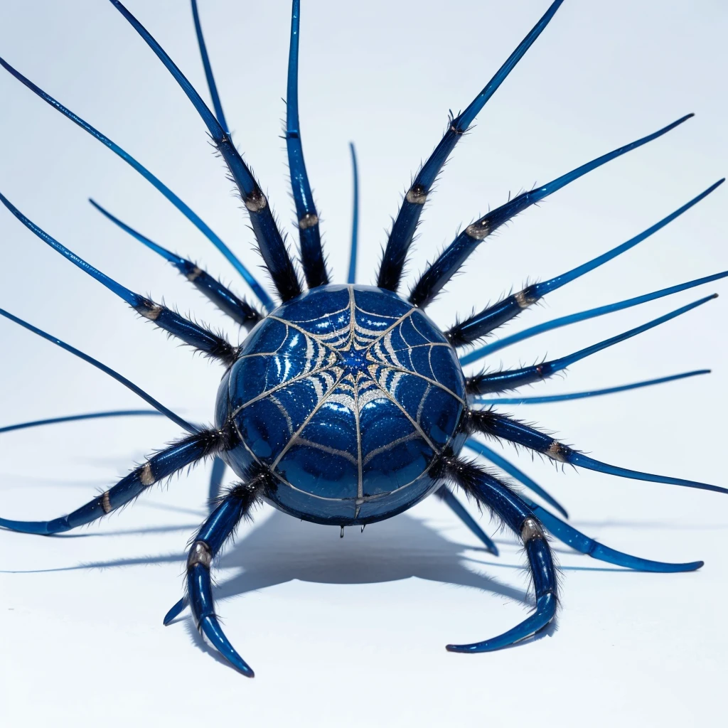 Big Animaly, has blue stripes on his skin, blue eyes, starfish mixed with spider, Grassroots, no background