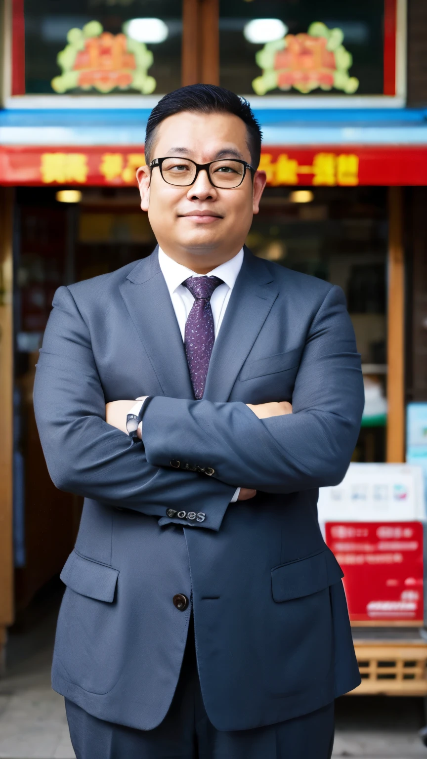 Asian business fat man with glasses