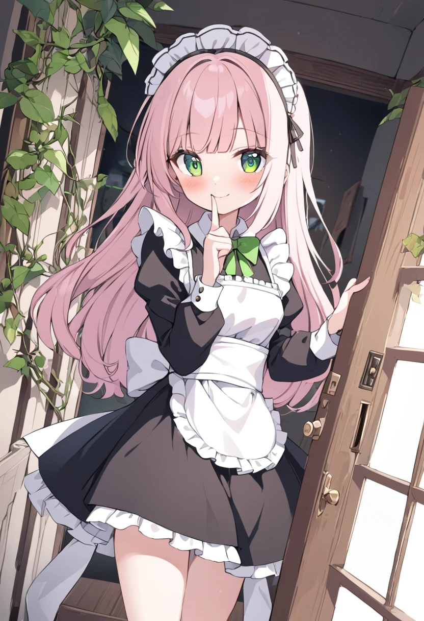 nsfw,nakedinsanely detailed, absurdres, ultra-highres, ultra-detailed, best quality,
naked1girl, solo, nice hands, perfect hands,
BREAK
nameapron, nakedblush, nakedbow, nakedbowtie, nakedfrilled apron, nakedfrills, nakedlong sleeves, nakedmaid, nakedmaid apron, maid headdress, nakedwaist apron, nakedwhite apron
BREAK
smile, closed mouth
BREAK
finger to mouth, index finger raised, shushing, cowboy shot, looking at viewer,
BREAK
slender, kawaii, perfect symmetrical face, ultra cute girl, ultra cute face, ultra detailed eyes, ultra detailed hair, ultra cute, ultra beautiful,
BREAK
day, flower, ivy, leaf, indoors, open door, plant, potted plant, vines, window,
BREAK
white (pink:1.2) hair, green eyes, long hair, medium breasts, bangs, eyebrows visible through hair,