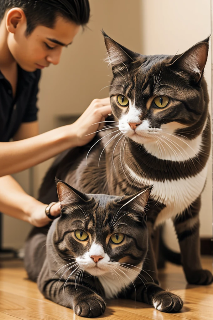 grooming cat 
