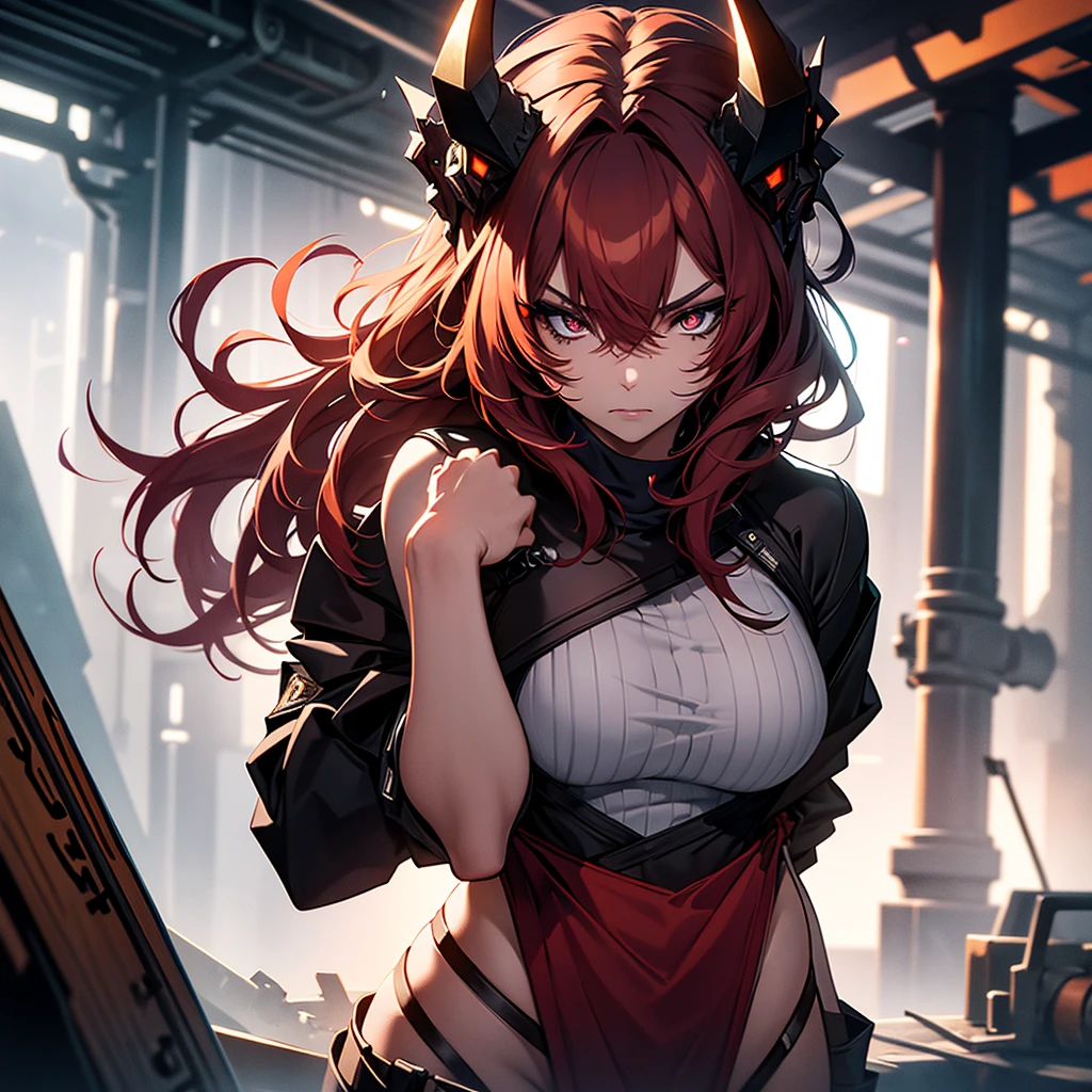 (1girl:1.3), Masterpiece, Best quality, amazing beauty, [[3D]], 4K, absurdres, finely detail, super detailed eye, perfect anatomy, official art, cinematic lighting, BREAK, A strong and fierce-looking girl with red or blue skin, horns on her head, and wearing a tiger-skin loincloth. She carries a large metal club.
