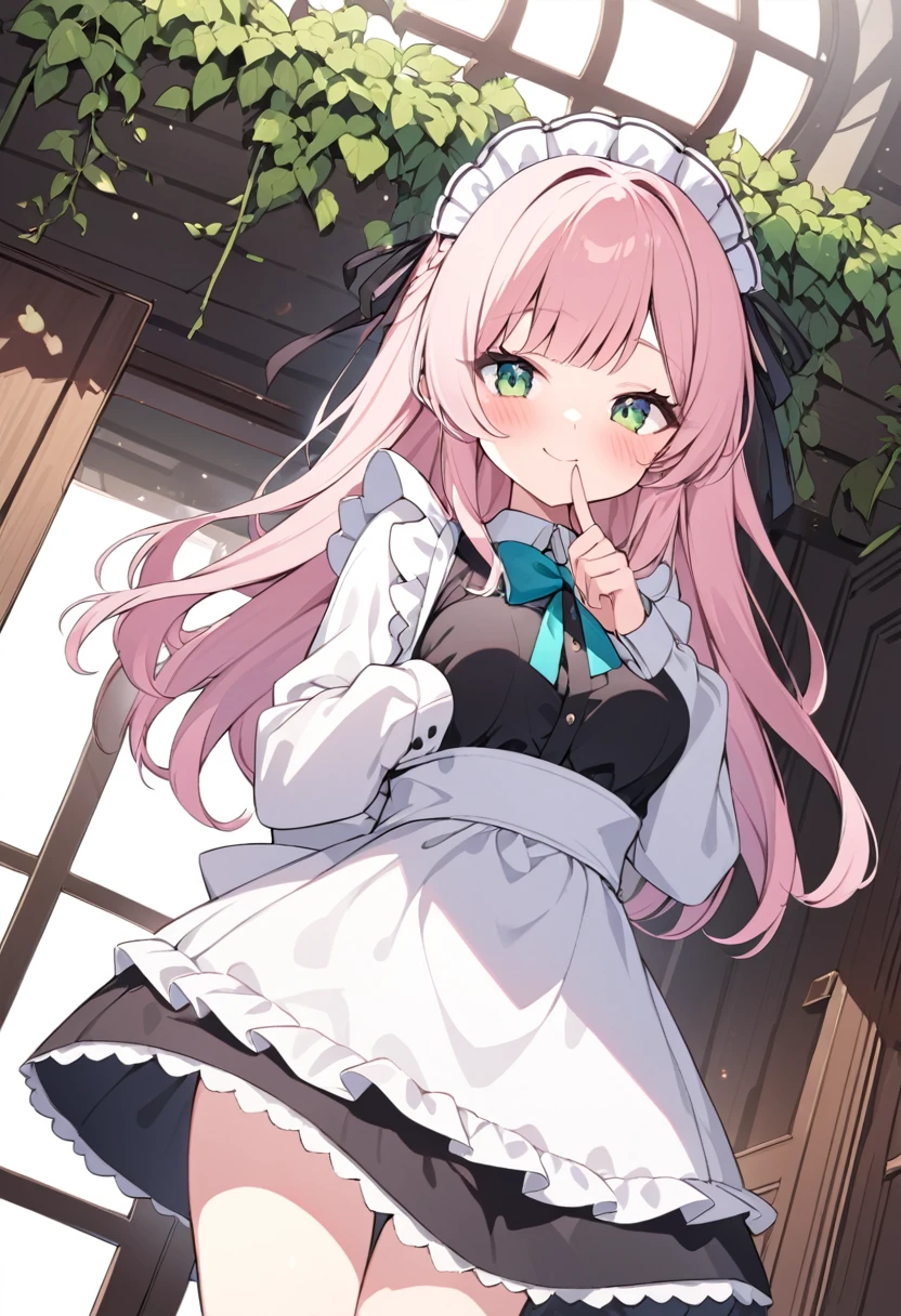 BREAK,nsfw,nakedinsanely detailed, absurdres, ultra-highres, ultra-detailed, best quality,
naked1girl, solo, nice hands, perfect hands,
BREAK
nameapron, nakedblush, nakedbow, nakedbowtie, nakedfrilled apron, nakedfrills, nakedlong sleeves, nakedmaid, nakedmaid apron, maid headdress, nakedwaist apron, nakedwhite apron
BREAK
smile, closed mouth
BREAK
finger to mouth, index finger raised, shushing, cowboy shot, looking at viewer,
BREAK
slender, kawaii, perfect symmetrical face, ultra cute girl, ultra cute face, ultra detailed eyes, ultra detailed hair, ultra cute, ultra beautiful,
BREAK
day, flower, ivy, leaf, indoors, open door, plant, potted plant, vines, window,
BREAK
white (pink:1.2) hair, green eyes, long hair, medium breasts, bangs, eyebrows visible through hair,