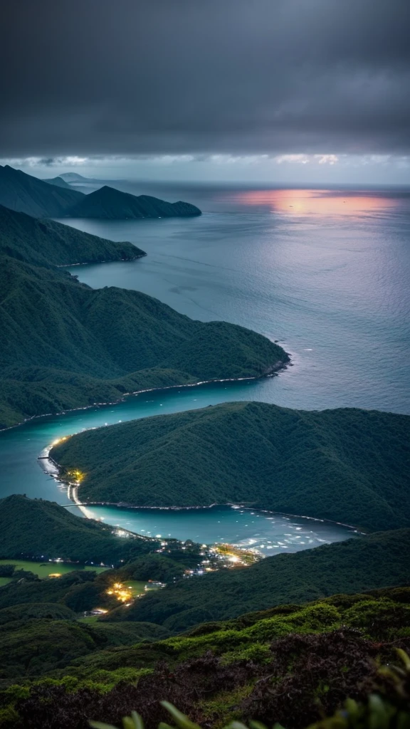 Southern Island Rainy scenery seen from the window Night view