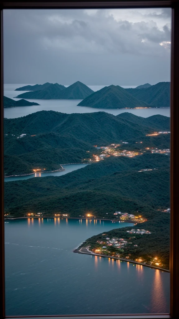 Southern Island Rainy scenery seen from the window Night view
