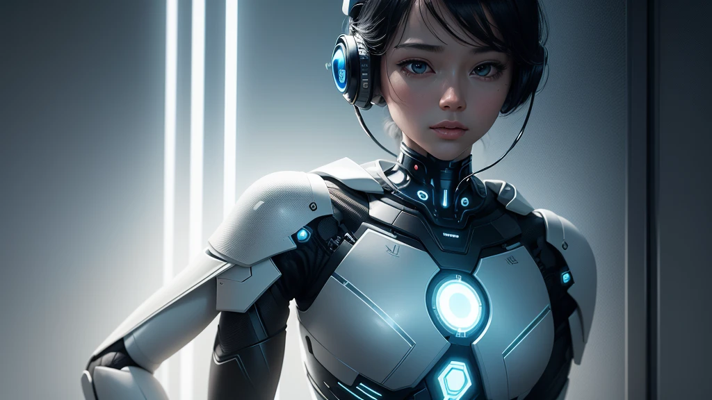 "Generate an illustration of artificial intelligence (AI). The background should depict how AI makes life more convenient, emphasizing technology, innovation, and information security. No text on the image. The photo style should be minimalistic, sci-fi, bright, and natural in color."