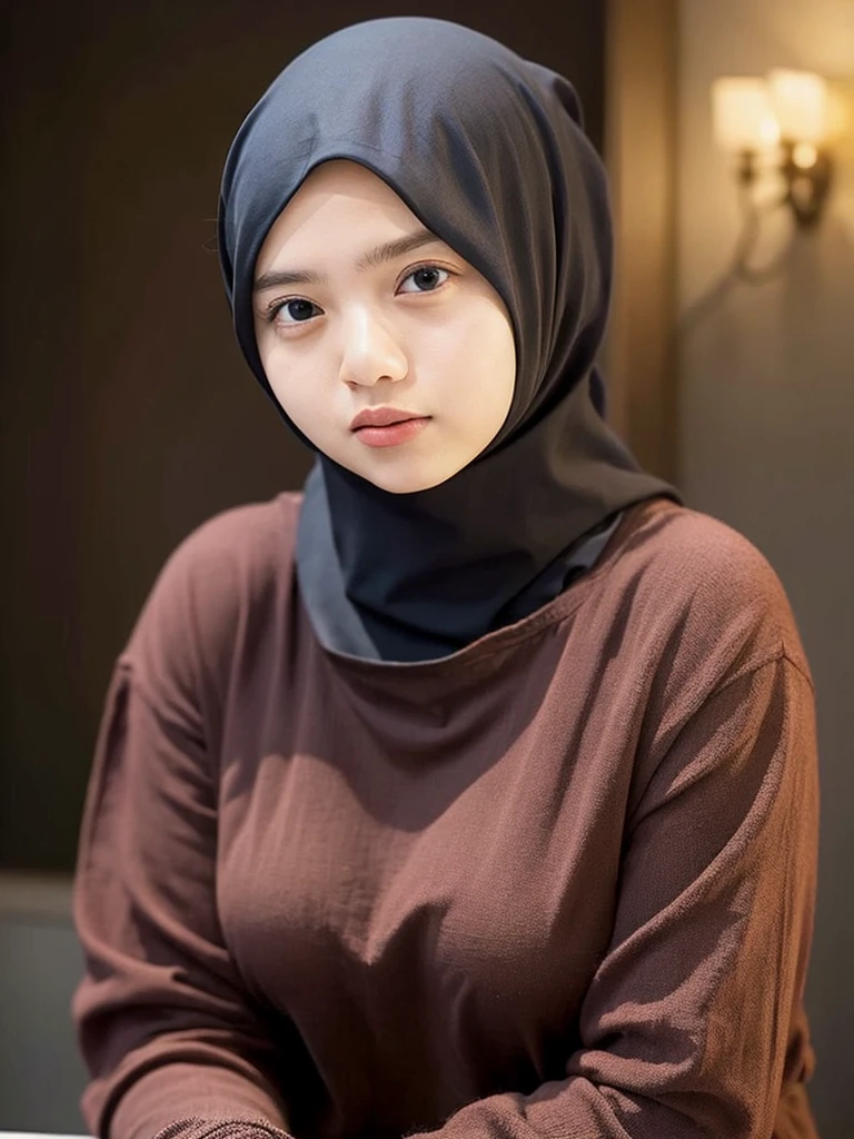 1girl, RAW photo of a 24 year old girl wearing hijab, Masterpiece, 16k, high Resolution, Ultra high Quality, super detailed background, beautiful lighting, brown hijab, solo, park, close up, Hands down, looking at viewer, gedung sate background, gasibu,