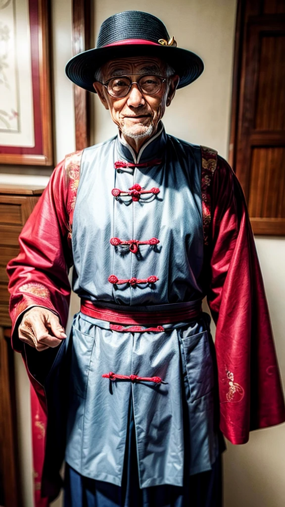 Old gentleman wearing a Chinese dress