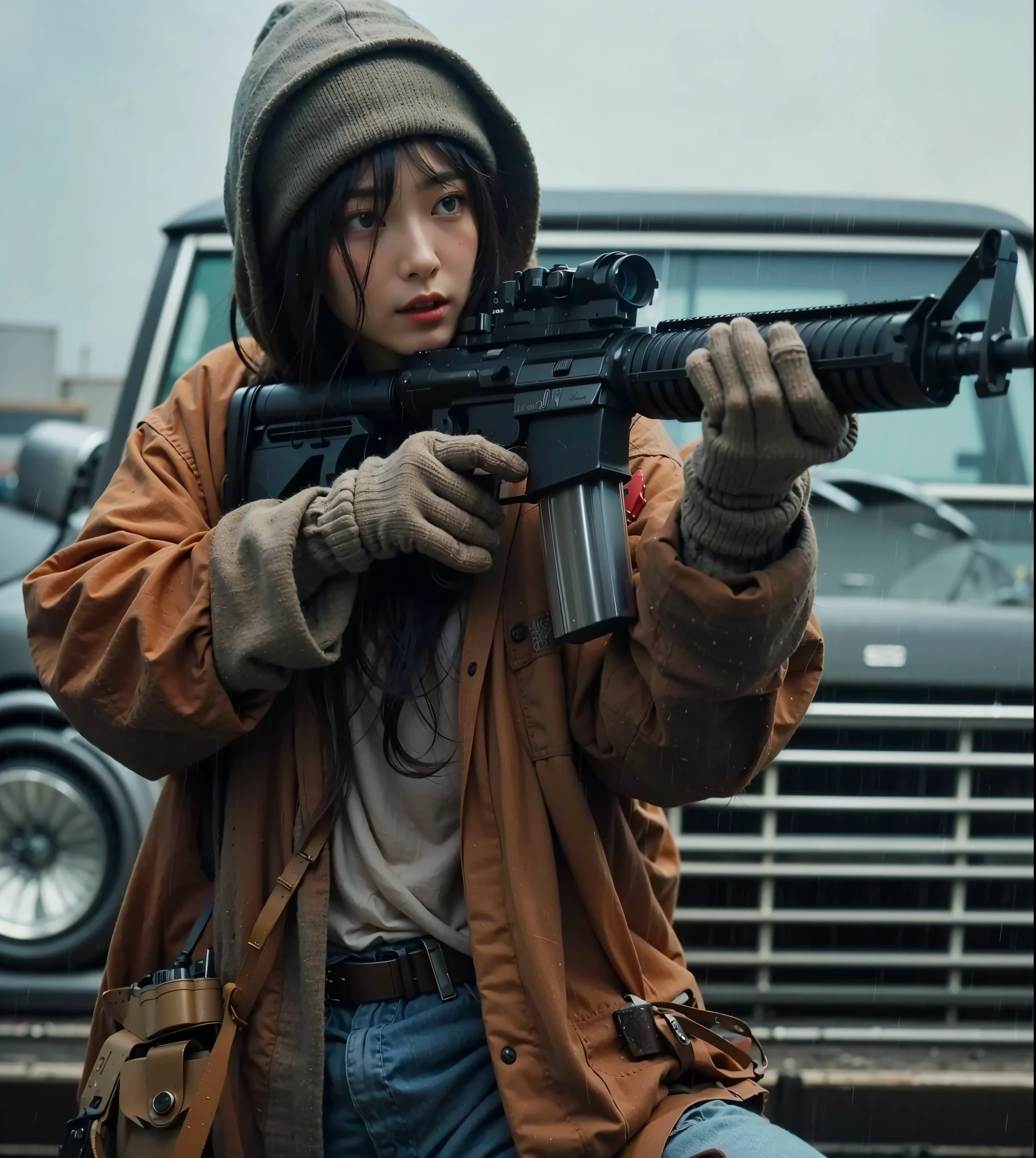 Steampunk,Ultra Realistic,Ultra High Resolution,8k,Realistic Photo,(Angel Type Mechanical Suit:1.2),Mechanical Wings,Heavy Weapons,Raw Textures,Legs,Japanese Female Soldier,(Beautiful Face),((Ultra Realistic All Textures)),((Ultra Elaborate to the Last Detail)),Magnific AI for RealisticDetail up,Weathering,Full body shot,Super sharp results,Hydraulic cylinder,Shot with Fujifilm X-T30+Nokton. HDR10, minimum 4 images created.