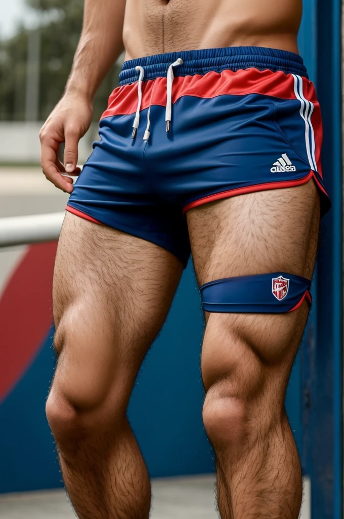 ((best quality)), ((masterpiece)), (detailed), hombres en shorts de futbol que se le marque el pene