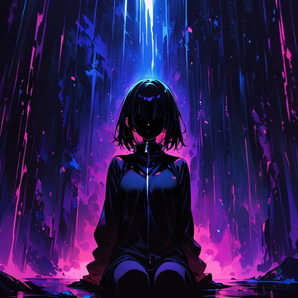 (masterpiece, best quality:1.2),rays of black light, 1 girl, Solitary