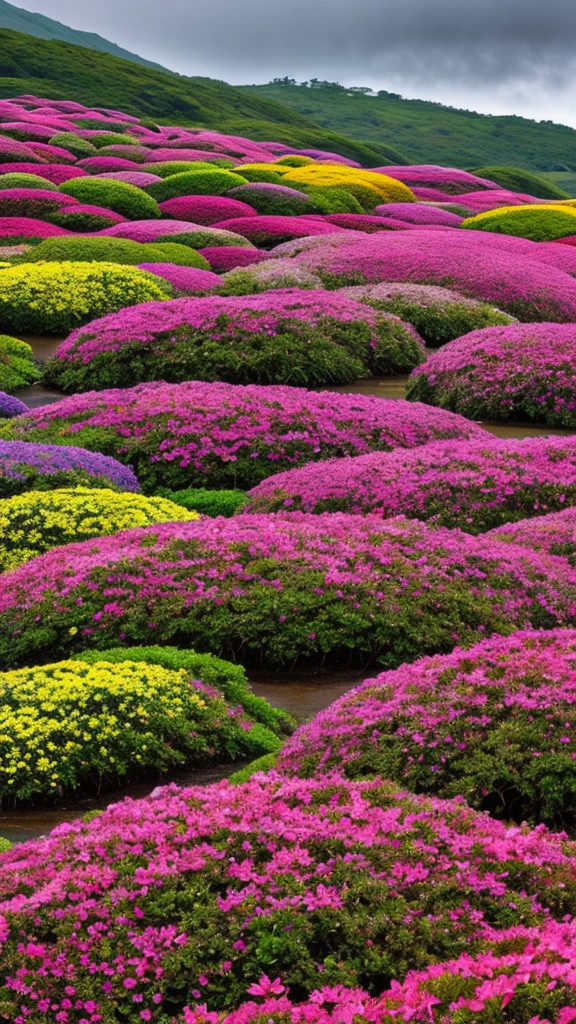Southern Island rain scenery Colorful flowers are blooming、The petals are covered with raindrops