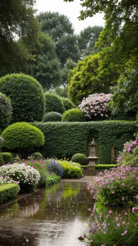 English Garden in the Rain
