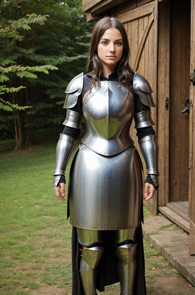 Girl in a mediaeval style metal armor