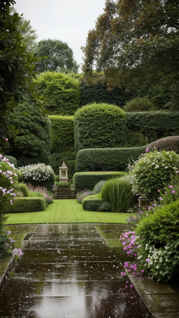English Garden in the Rain