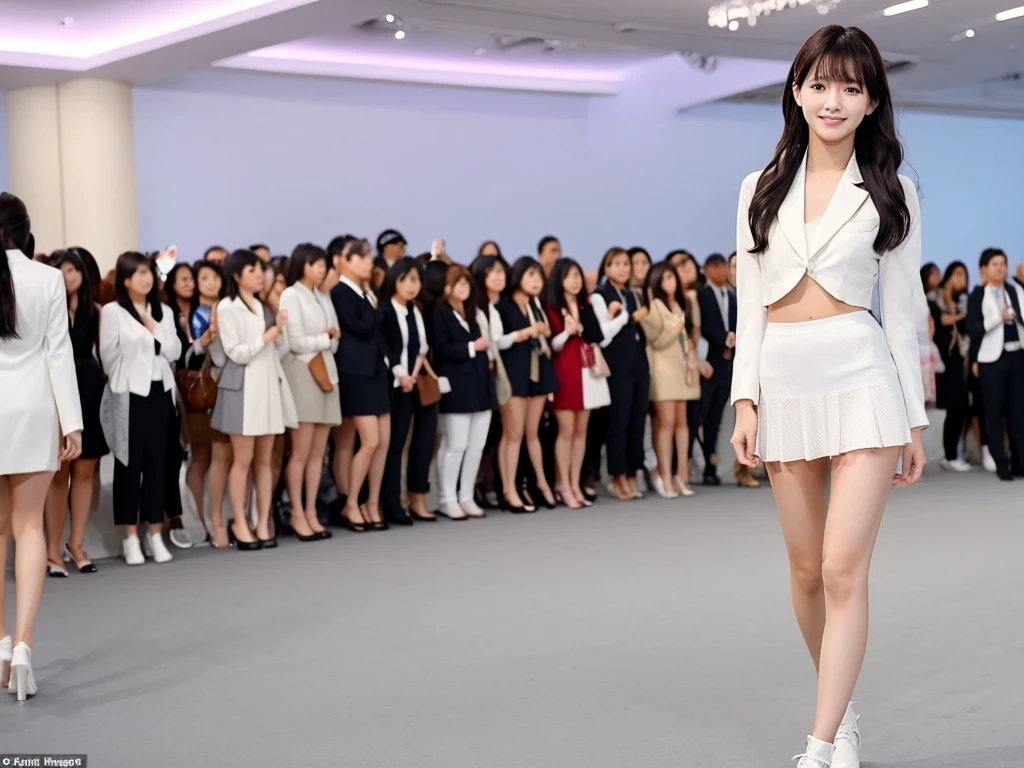 An extremely beautiful Japanese high school girl race queen who highlights her beautiful legs、Overdo She was photographed walking down the runway at a fashion show wearing the new underwear from、She is an eternal idol who combines a clean look with modern charm.。 She creates such beauty。 She feels her own warmth。 She creates a warm atmosphere。 We create beauty。 That's what I want to say。 In her full body photo、The figure features porcelain-like skin and golden hair that radiates a soft glow.。 This is probably、It captured the essence of her timeless charm.、This is the best shot ever.。 Each straight line and curve is carefully expressed.、Breathtakingly beautiful with impeccable detail。 This piece perfectly captures her timeless beauty.。 Divine Proportions、Sharp focus、Full-body photo taken by Kishin Shinoyama、high quality、High resolution、Detailed Background