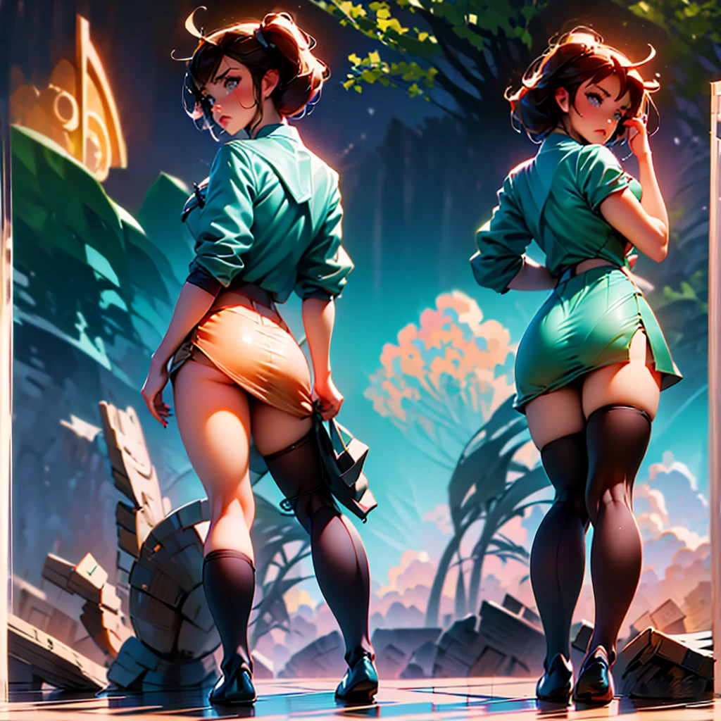 (Main part,best quality),1 Girl,wear glasses,shy,Double tail,Sailor Suit,Good shape,Big boobs,Big Ass,miniskirt,Exquisite eyes