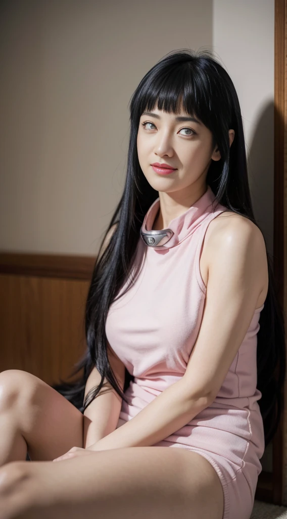 (ultra-realistic realism), (illustratio), (high resolution), (8K), (extremely detaile), (best illustration), (Beautiful and delicate eyes), (Best quality), (Super detailed), (tmasterpiece), (Wallpapers), (Detal Face), Tik, (dynamicposes), Full body image of a person with long hair and (redtank top), hinata hyuga, hinata hyuga from naruto, from naruto, as an anime character, perfect anime face, she has dark blue hair with tied up , female anime character, anime characters, best anime girls, style hime cut hair, dark blue hair, pink lips, light purple eyes, smile,huge bearsts,big tits, use neck hair konoha logo headband style,pretty face:1.3) mini underpants), (with bad balconey) red clothes