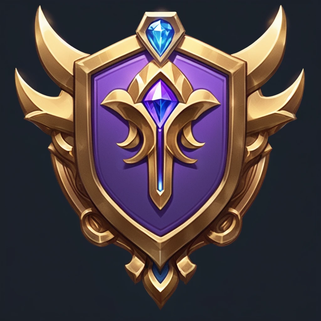 Purple shield,There is a blue diamond on the top, Stylized game icons,Game Icon Assets, Qatar, League of Legends style, league of legends champion, League of Legends Arcane, Mysterious art style, League of Legends Inventory Items, Shielding design