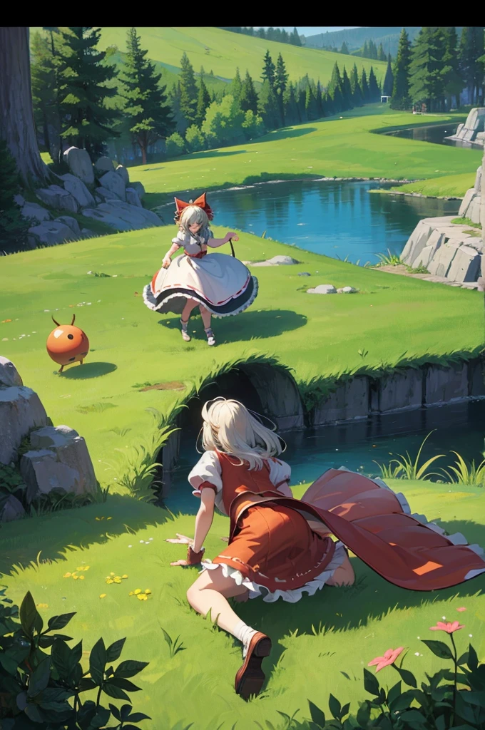 solo 1 girl view, TouHou Legend of Fairy Souls is an action game developed and published by LFCat Studio for PC. An adventure in which we control the young Reimu, which due to a curse has been transformed into Kedama, a little ball of hair, having to fight waves of enemies from an isometric perspective with both ranged attacks and hand-to-hand combat, being able to turn into different monsters, random angle.,(all realistic intricate details)