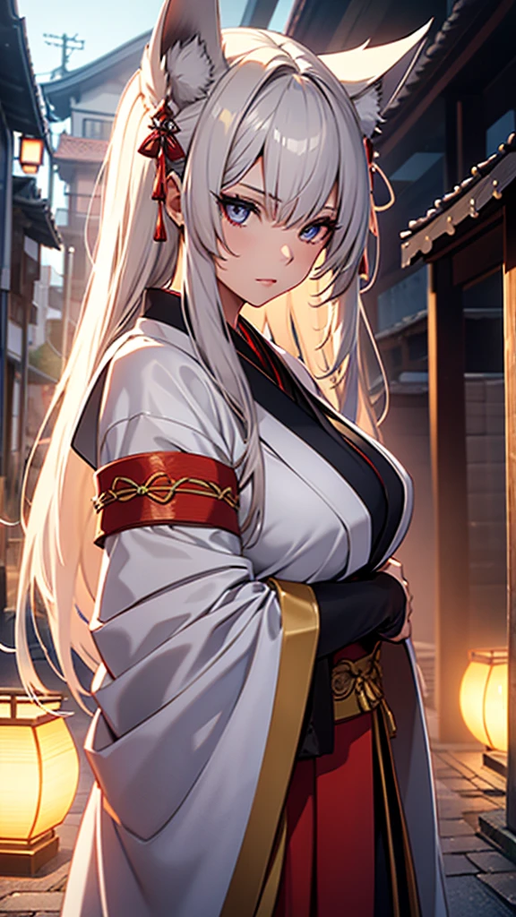 (1girl:1.3), Masterpiece, Best quality, amazing beauty, [[3D]], 4K, absurdres, finely detail, super detailed eye, perfect anatomy, official art, cinematic lighting, BREAK, A beautiful girl with nine fox tails, often depicted in traditional Japanese attire. She has a mystical and enchanting presence.