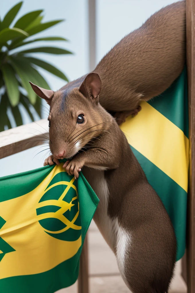 Strong agouti with Brazilian flag