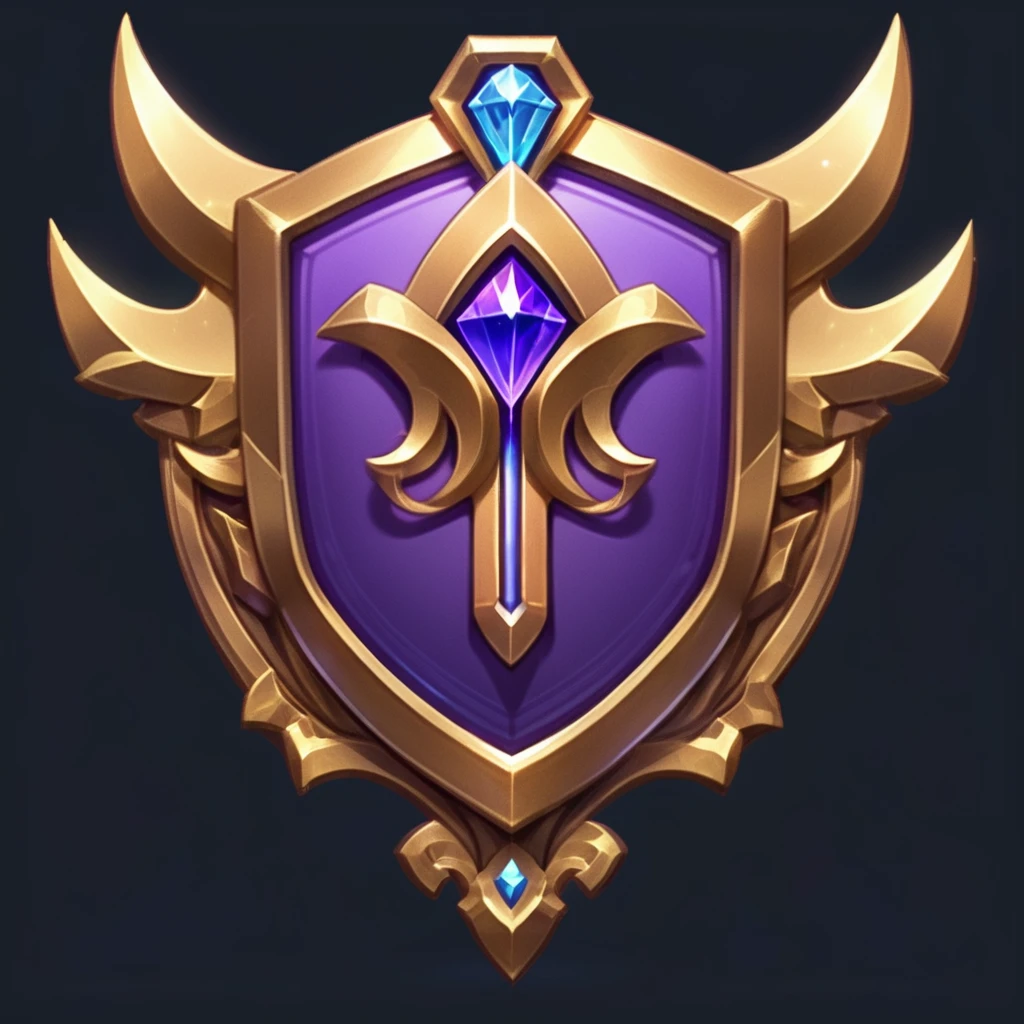 Purple shield,There is a blue diamond on the top, Stylized game icons,Game Icon Assets, Qatar, League of Legends style, league of legends champion, League of Legends Arcane, Mysterious art style, League of Legends Inventory Items, Shielding design