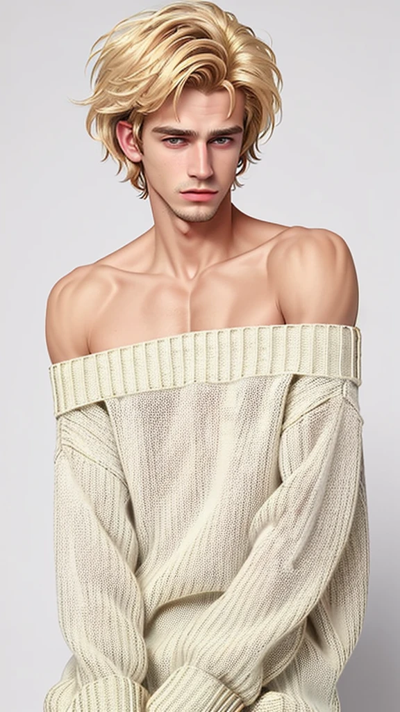 ((Best quality)), ((Masterpiece)), (Details), 1 girl, off-shoulder sweater, who stands out with a variety of looks. From the handsome, no-nonsense guy to the cool bad boy. His face is perfectly proportioned.