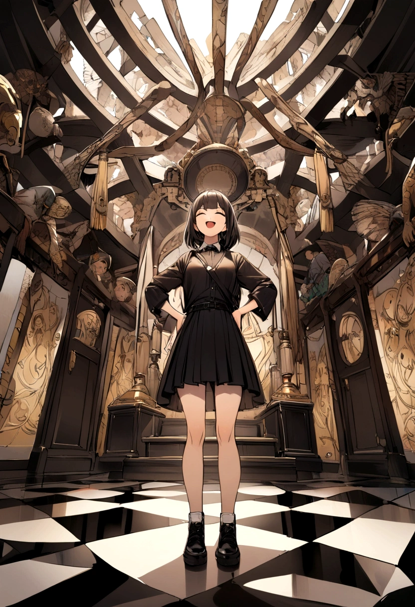 Girl standing on a chessboard,cool