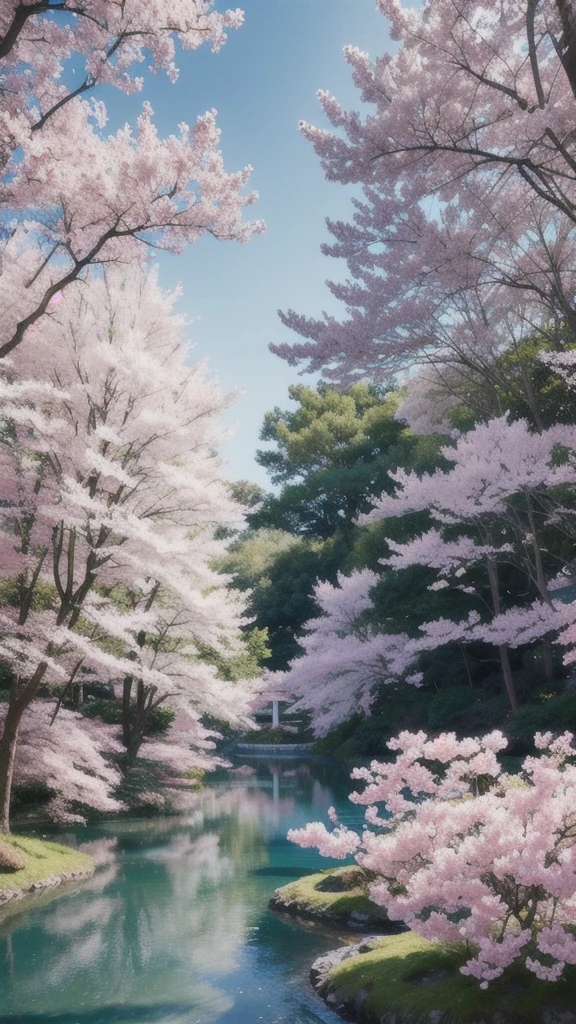 Japanese cartoons scenery of a lake with flowers and trees in the background, beautiful Japanese cartoons scene, Ross Chen. Landscape background, Japanese cartoons beautiful peace scene, beautiful Japanese cartoons scenery, 🌺 CG Society, Japanese cartoons nature wallpap, Universe sky. by Shinkai Makoto, Japanese cartoons scenery, Shinkai Makoto. High Detail, Japanese cartoons. by Shinkai Makoto, Beautiful, dreamy and amazing