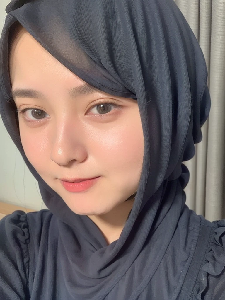 1girl, RAW photo of a 24 year old girl wearing hijab, Masterpiece, 16k, high Resolution, Ultra high Quality, super detailed background, beautiful lighting, Black hijab, solo, park, close up, Hands down, looking at viewer, Indonesia background,(No hand:1.3), Not showing hand,