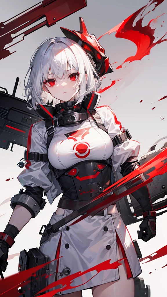 Female, White hair, Red eyes, Psycho Glove, 160 cm, 29 years, Shovel, Psycho Helmet, Turtle's Rusty bracelet, Psycho Armor, Tomboy, wasteland