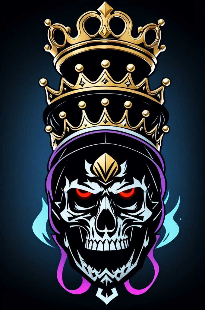 Create an animated Gamers Logo of skulls with crown
