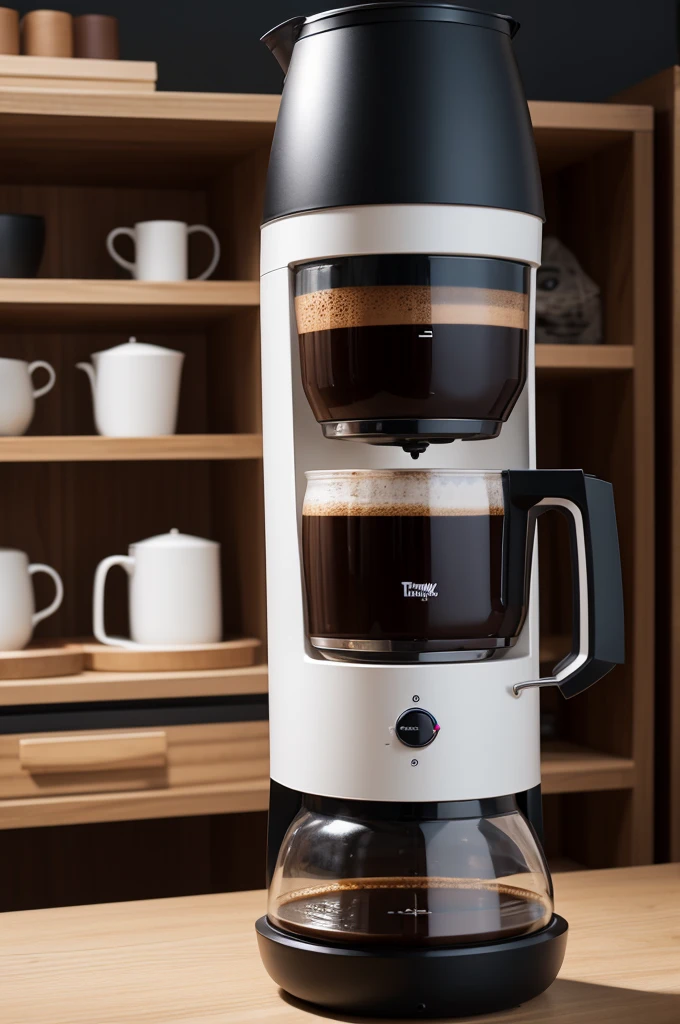 Create the internal environment of a coffee maker called Tiny&#39;s coffee, use neutral colors and modern decor creating an environment of tranquility for young people