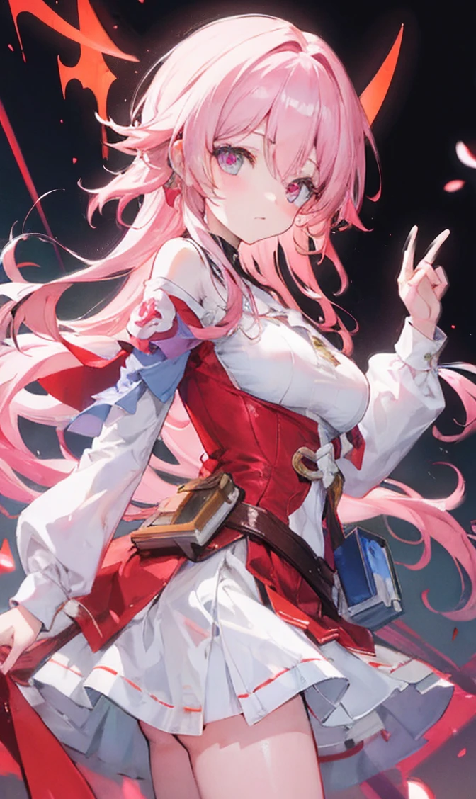 ((Browsing Caution))bright red student，Large Breasts，Red and white outfit，A cute and adorable girl who grows runes