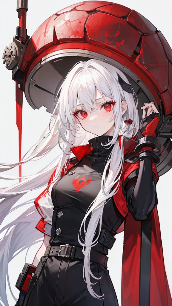 Female, White hair, Red eyes, Psycho Glove, 160 cm, 29 years, Shovel, Psycho Helmet, Turtle's Rusty bracelet, Repenting Rag, Tomboy, wasteland