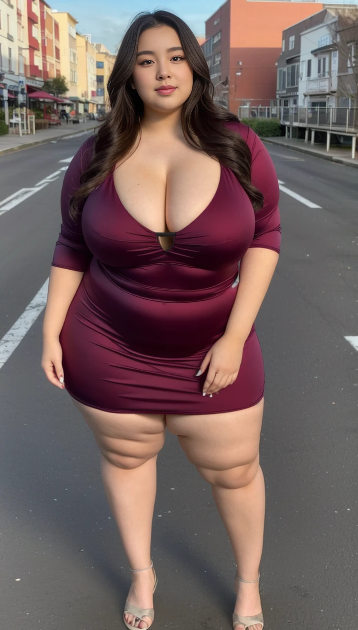 ((best quality)), ((masterpiece)), (detailed), perfect face, araffeTight skirtsShort , thicc, wavy short hair, she has a jiggly fat round belly, bbwchan, wearing tight simple clothes, skinny waist and thick hips, widest hips, her belly is fat and round, soft curvy shape, hyperrealistic full figure, wearing a cute top, wide hips, Blue swimsuit,On the beach by the seaBlue